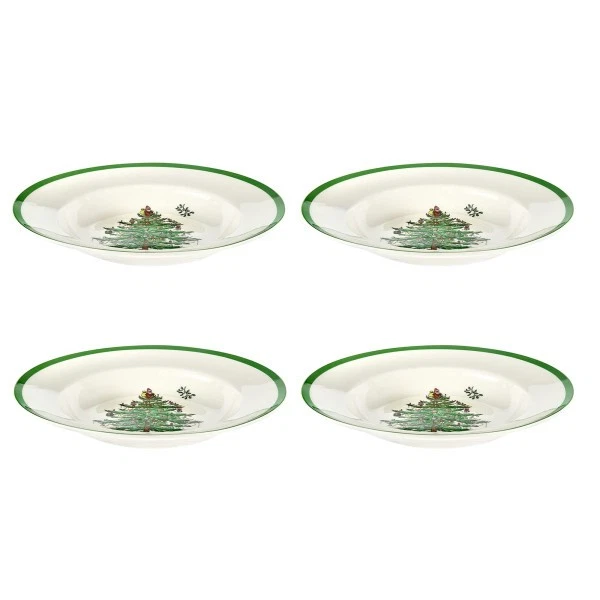 Spode Christmas Tree Soup Plate| Set of 4 | 9-Inch