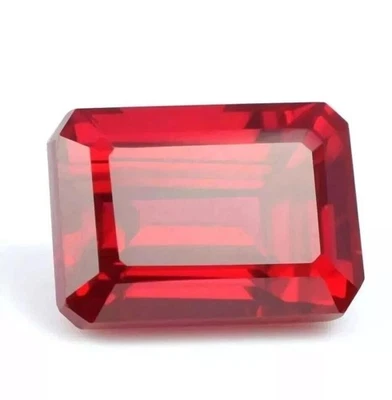 Natural Emerald Cut Blood Red Mozambique Ruby 12x10 mm Ct AAA Loose Gemstone - Image 1 of 4