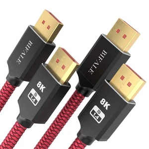 VESA Certified 8K DisplayPort 1.4 Cable 25ft 2Pack, DP 1.4 Cable Nylon Braide... - Picture 1 of 7