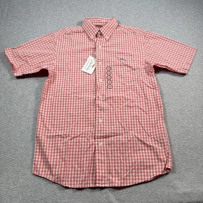 Camisa Bob Timberlake Para Hombres SS Coral Cuadros Guinga Pequeña Nueva Con Etiquetas Foto 1 de 4