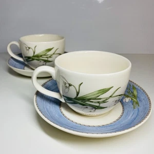 Wedgwood Sarah's Garden SNOWDROP Cup and Saucer x 2 - Excellent Condition - Picture 1 of 21