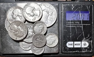 Lote de monedas de plata 90 % valor nominal de $2,50 - mitades, cuartos y monedas de diez centavos. Troy TW 2 OZ! - Imagen 1 de 10