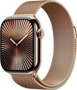 Apple Watch Gen 10 Series 10 Cell 42mm Gold Titanium - Gold Milanese Loop - Picture 1 of 2