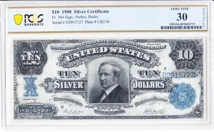 1908 $10 Silver Certificate Fr. 304 PCGS VF30 Details Minor Repairs - Picture 1 of 2