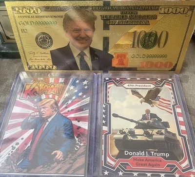 President Trump Lot - 2 Custom Cards and Gold Foil M-Note - Image 1 of 4
