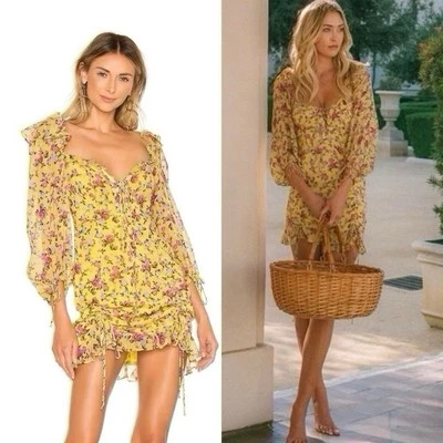 For Love and Lemons Beaumont Floral Dress Yellow Size Large - Image 1 of 4