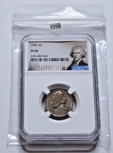 1960 NGC PF68 Proof Jefferson Nickel!!  5c Beautiful Coin! Portrait label!  E253 - Picture 1 of 2