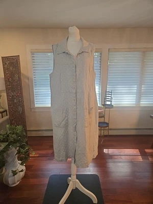 Vestido recto FLAX 100 % lino Lagenlook sin mangas a lunares gris blanco mediano Foto 1 de 4