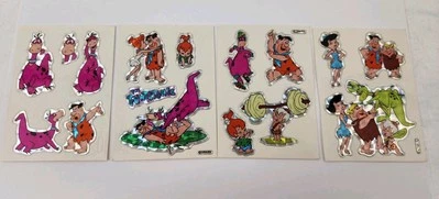 Lote de 4 pegatinas máquina expendedora de picapiedra Fred Dino Bam Bam prisma de colección 1994  Foto 1 de 4