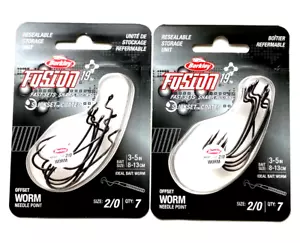 2 PACKS Worm Hook Berkley Fusion 19 Needle Point Size 2/0 Offset 7-Count Package - Picture 1 of 12
