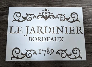 Stencil da parete A4 Jardinier Bordeaux arte artigianato pittura mobili francese nuovo riutilizzabile - Foto 1 di 2