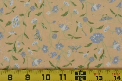 Por 1/2 yarda, vintage, lavanda floral sobre algodón naranja, Laura Ashley/1978, P6032 Foto 1 de 4