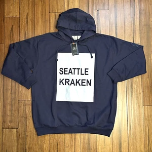 NHL SEATTLE KRAKEN MEN'S HOODIE SWEATSHIRT Pullover navy 4XL New - Picture 1 of 13