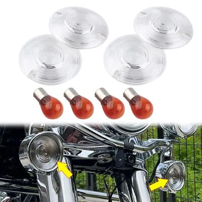 Cubierta de luz de señal de giro lente transparente + bombilla ámbar para Harley Davidson Electra Glide Foto 1 de 4