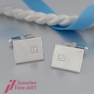 Herrenschmuck - Manschettenknöpfe mit je 1 Brillant ges. ca. 0,06ct - 14K/585 WG - Bild 1 von 3