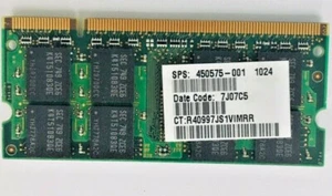 10 x HP Notebook Ram 1GB PC2-5300 667MHz SoDimm Elitebook neu 450575-001  - Bild 1 von 1