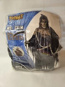 Spirit Halloween Mr. Grim Boys Costume Size L (10-12) Black Glow In The Dark - Picture 1 of 7