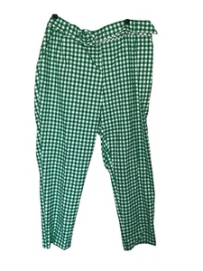 CATO Gingham Check Green Pull On Stretch Hi-Rise Ankle Career Pants Plus Sz 16 W - Picture 1 of 5