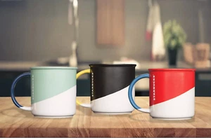 Tazas sumergidas en ángulo Starbucks, salvia/rojo/negro/azul/amarillo - Juego de 3 piezas - 12 onzas, NUEVO - Imagen 1 de 2
