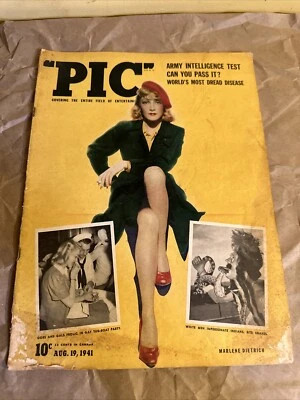 Pic Magazine August 19 1941 Marlene Dietrich Army Intelligence Test - Image 1 of 4