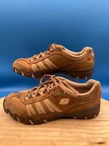 Skechers Athletic Shoe Troopers Woen's Sz 8M Brown Lace Up Faux Leather Non-Slip - Picture 1 of 13