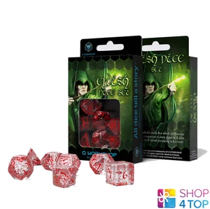 ELVISH DICE SET TRANSLUCENT AND RED ROLE GAMES Q-WORKSHOP DND TRANSPARENT NEW - Picture 1 of 2