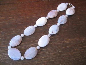 exklusives Statement Collier große Chalcedon Linsen zartes Flieder Unikat Kette - Picture 1 of 3