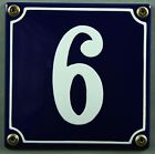 Blaue Emaille Hausnummer "6" 12x12 cm Hausnummernschild sofort lieferbar Schild