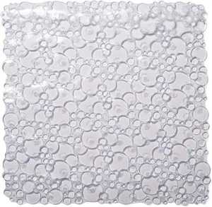 Croydex 53 x 53cm Clear PVC Bubbles Slip-Resistant Suction Bath Shower Mat - Picture 1 of 4