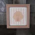 Framed Needlepoint Sea Shell Wall Decor 6 1/2&quot; Pink &amp; Gold Art Cross Stich