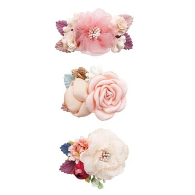 Flower Hair Clips Set 3pcs Floral Hair Bow Accessories for Baby Girl Toddles ... - Image 1 of 4