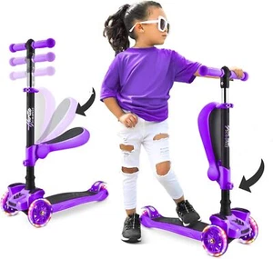 Hurtle 3-Wheeled Scooter for Kids - Wheel LED Lights, Adjustable Lean-to-Steer H - Picture 1 of 6