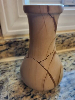 Jarrón Pakistán tallado a mano beige y negro mármol piedra onxy 4,75 pulgadas Foto 1 de 2