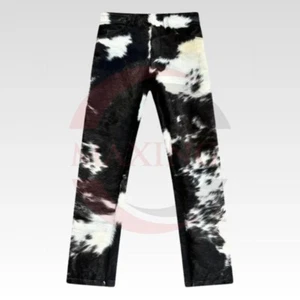 Echt Rindslederhose Haare auf echtem Rindsleder Western Cowboyhose Herren - Bild 1 von 5