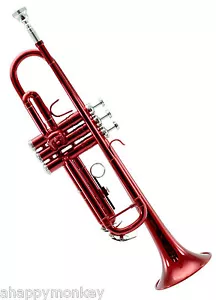 Bb Red Lacquer Brass Trumpet High Quality w Strong Lightweight Case Mouthpiece - Picture 1 of 5