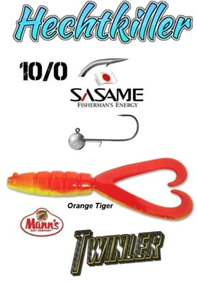 Hechtkiller Mann´s TWINLER 20cm Orange Tiger mit SASAME Baitholder 10g - Bild 1 von 3