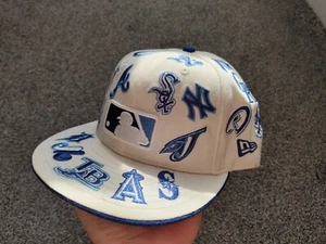 New Era Baseball Cap Mütze Vintage All Over Patch 59FIFTY 7 5/8 MLB Blau Weiß - Bild 1 von 13