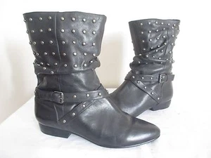 Pour La VICTOIRE Malena Women Fashion Studded Leather Rider Scrunch Calf Boot 7 - Picture 1 of 6