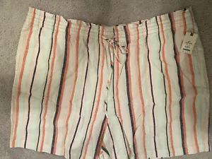 TERRA & SKY HIGHWAIST LINEN STRIPED Elastic Waist Front Pockets Shorts Size 4X - Picture 1 of 3