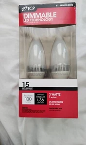 2 TCP Dimmable Blunt Tip Frosted 15W Candelabra Base LED Bulbs RLDCT3W30KF2 - Picture 1 of 6