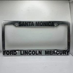 Santa Monica Ford Lincoln Mercury Silver Plastic License Plate Frame California - Picture 1 of 2