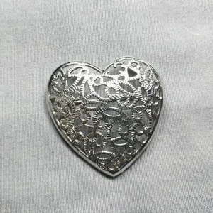 Spilla 2" spilla spilla a forma di cuore vortici argento - Foto 1 di 2