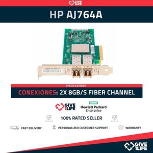 HP AJ764A SFP FIBER CHANNEL 82Q 8GB/S HIGH PROFILE + DUAL PORT (AJ718A) PCIe... - Picture 1 of 5