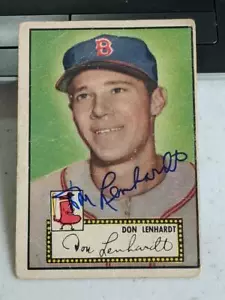 1952 TOPPS #4 DON LENHARDT SIGNED CARD BLACK BACK RED SOX DEC - Bild 1 von 2