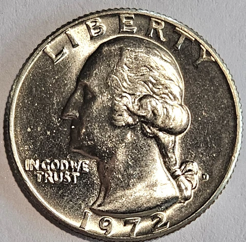 U.S.A. 1972-D UNCIRCULATED Washington Clad Quarter, Km164, FAST SHIPPING Cover