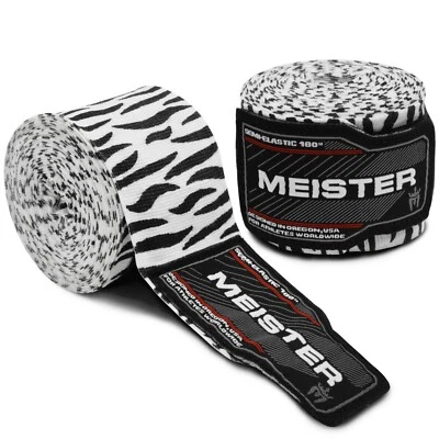 ZEBRA STRIPES 180" SEMI-ELASTIC HAND WRAPS Meister MMA Handwraps Mexican Boxing