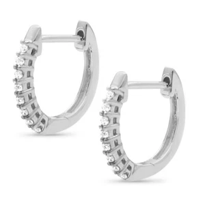 0.15ct Round Diamonds in 10K White Gold 12mm Hoop Earrings - Picture 1 of 3