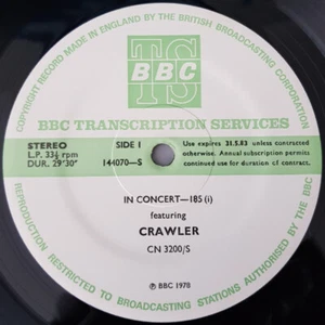 Rare Genuine BBC Transcription Crawler In Concert 185 Vinyl Record VG+/VG+ - Picture 1 of 5