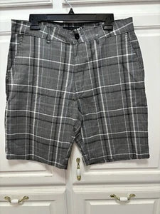 Rusty Gray White Black Plaid Front Shorts Men’s Size 34 - Picture 1 of 3