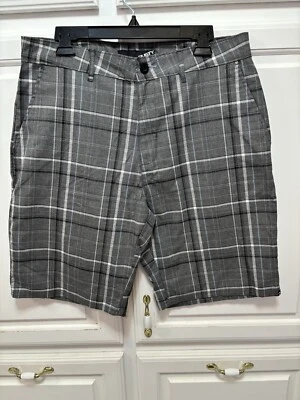 Rusty Gray White Black Plaid Front Shorts Men’s Size 34 - Image 1 of 3